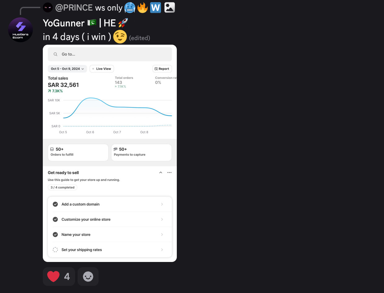 Student result screenshot from the Halal Hustle community