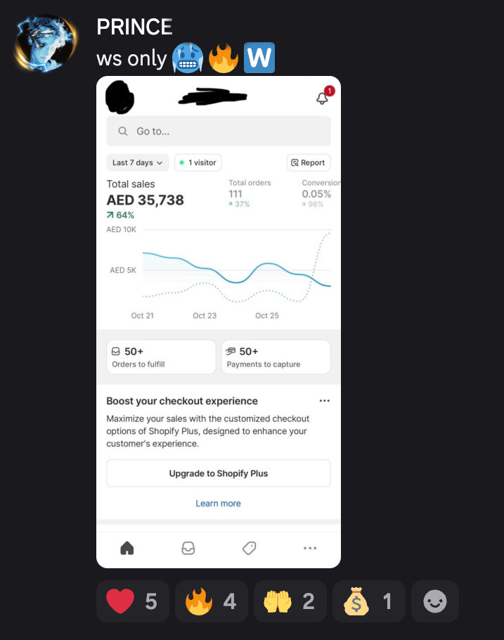 Student result screenshot from the Halal Hustle community