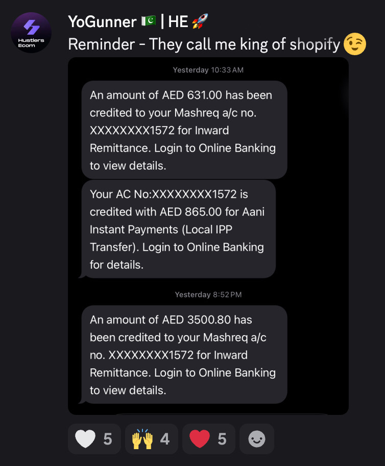 Student result screenshot from the Halal Hustle community