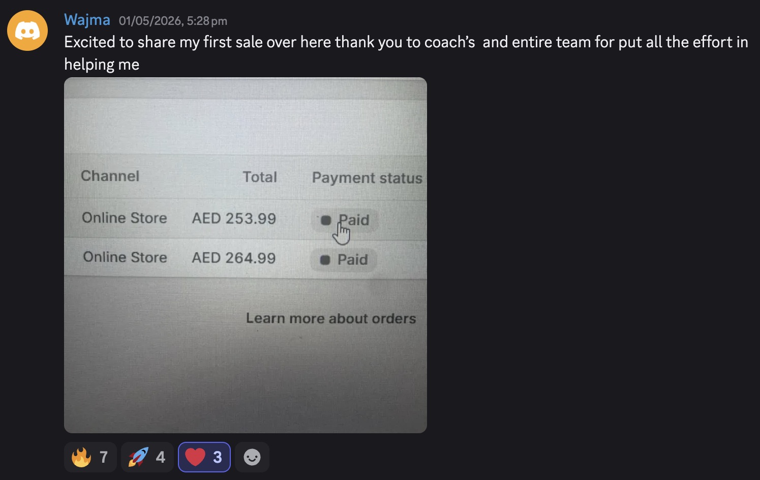 Student result screenshot from the Halal Hustle community