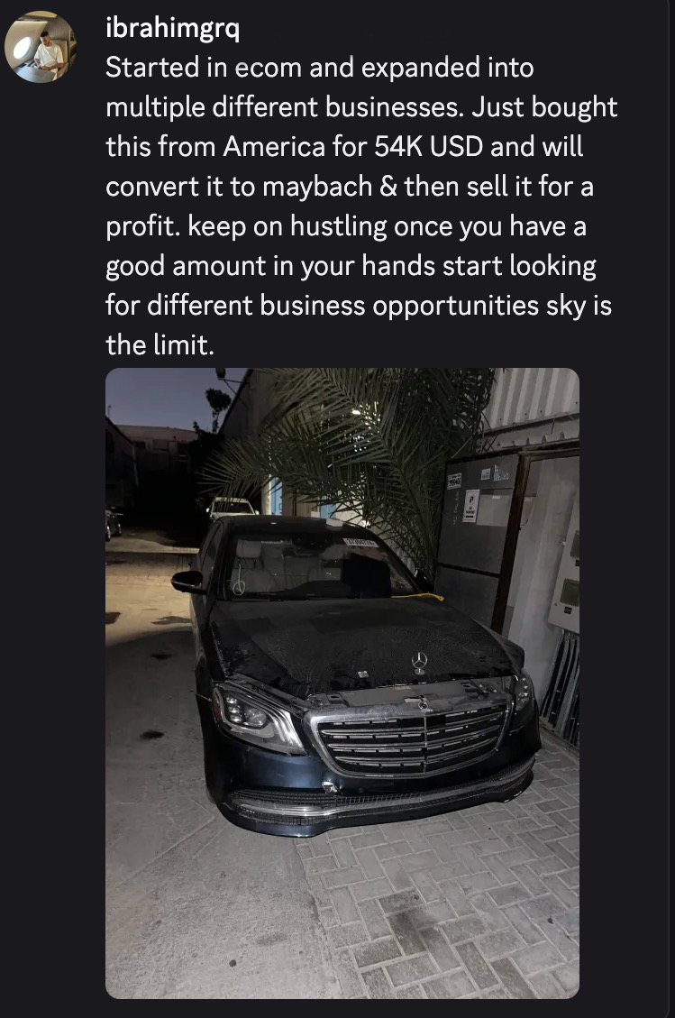 Student result screenshot from the Halal Hustle community